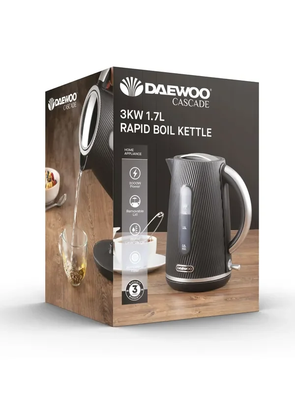 Daewoo Black Cascade 1.7L 3KW Kettle