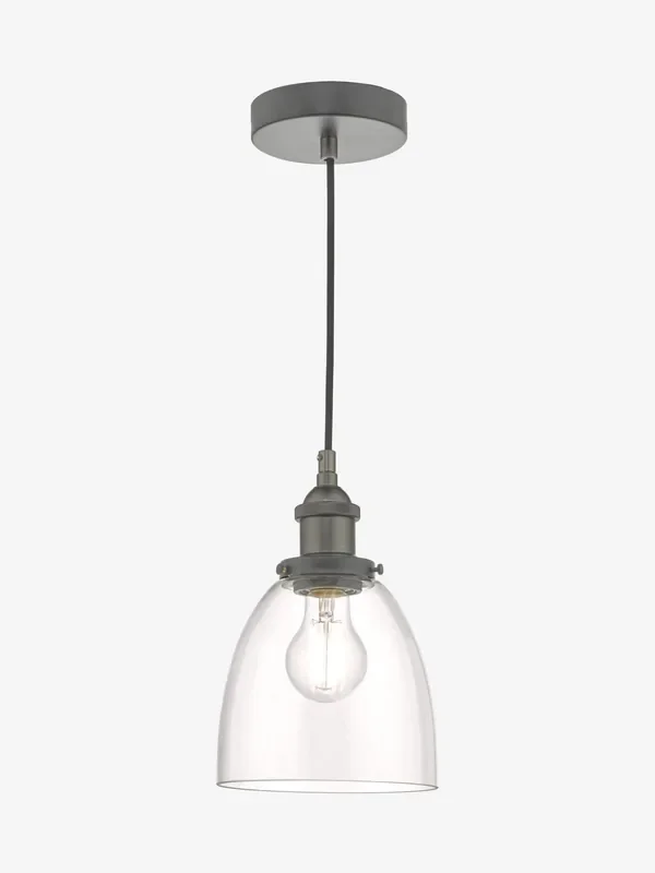 Dar Lighting Antique Chrome Glass Arvin Pendant Ceiling Light