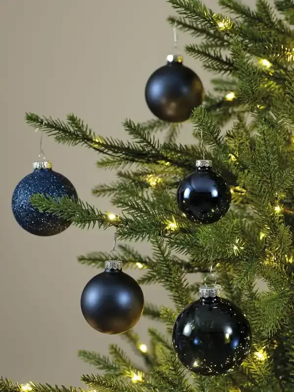 Decoris Blue Pack of 21 Glass Christmas Baubles