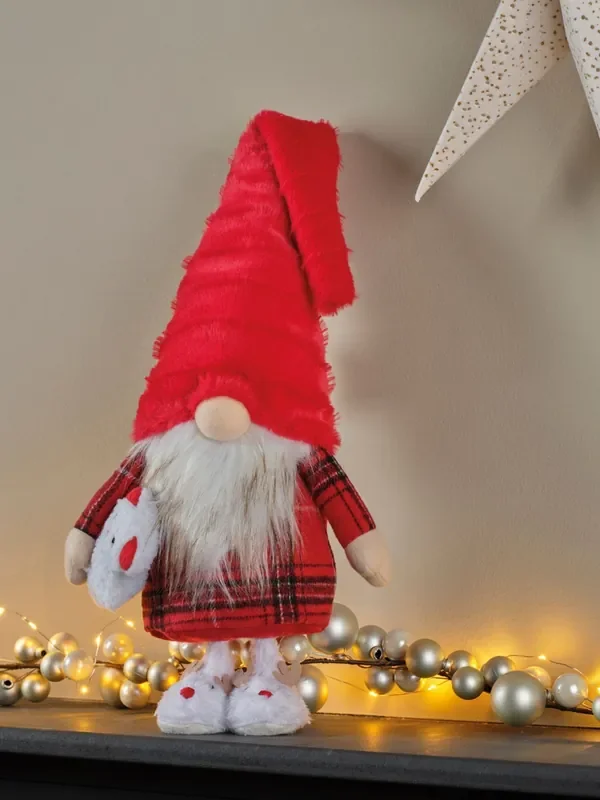 Decoris Red Tartan Christmas Gonk Small Plush Ornament
