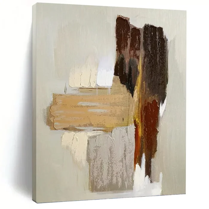 “Earthy Layers” – Minimalist Abstract Art, Ideal for Bedroom Calm, Abstract Painting on Canvas DKH1067