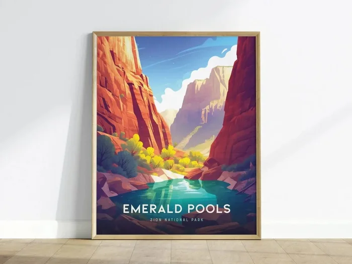 Emerald Pools Zion National Park Framed Travel Wall Art
