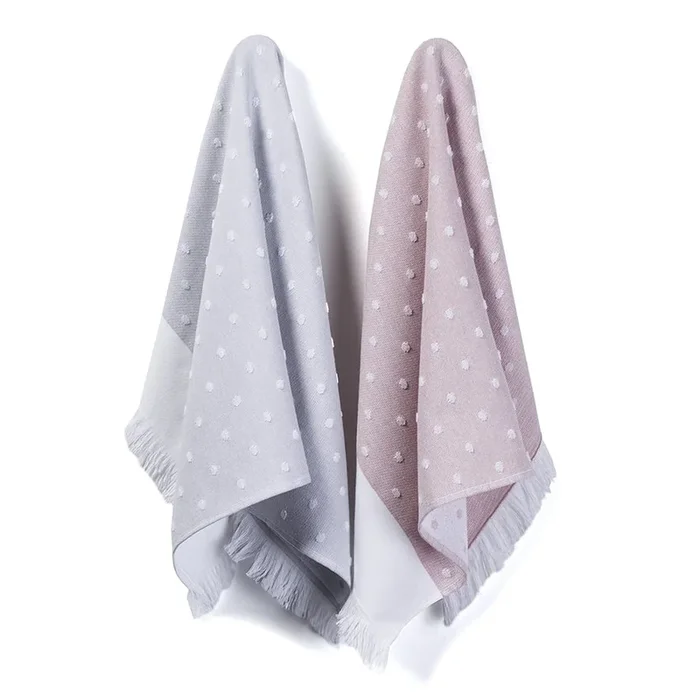 European Collection Apollo Spot Tea Towel Silver & Blush Pack of 2