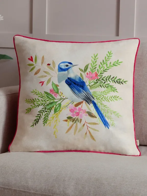 Evans Lichfield Multicolour Daisy Hill Bluebird Printed Cushion