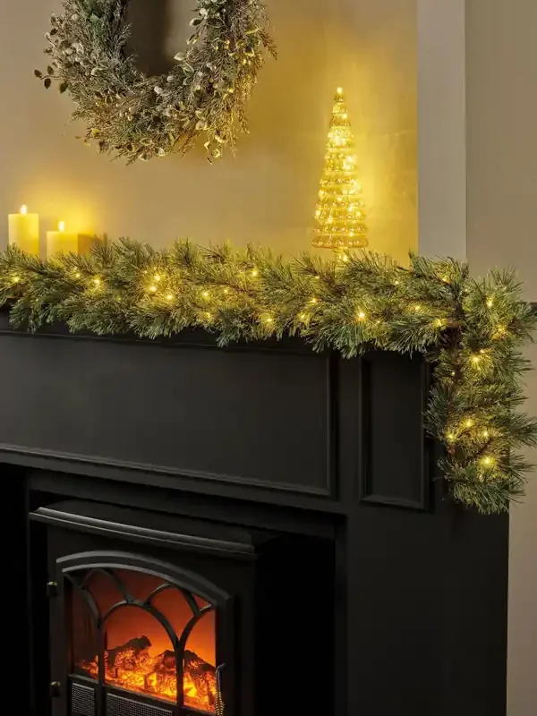 Everlands Green Cashmere Pre Lit 270cm Christmas Garland