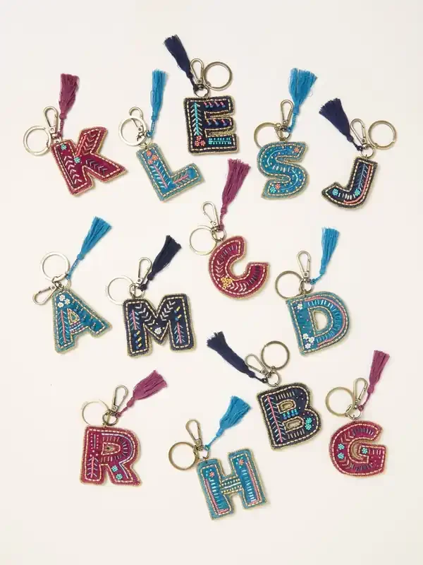 FatFace Multi Alphabet Beaded Bag Charm Keyring