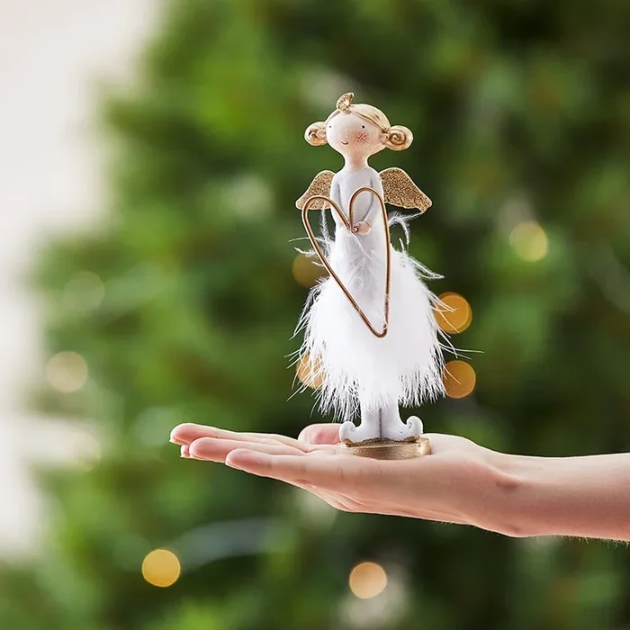 Feather White Standing Angel Decoration