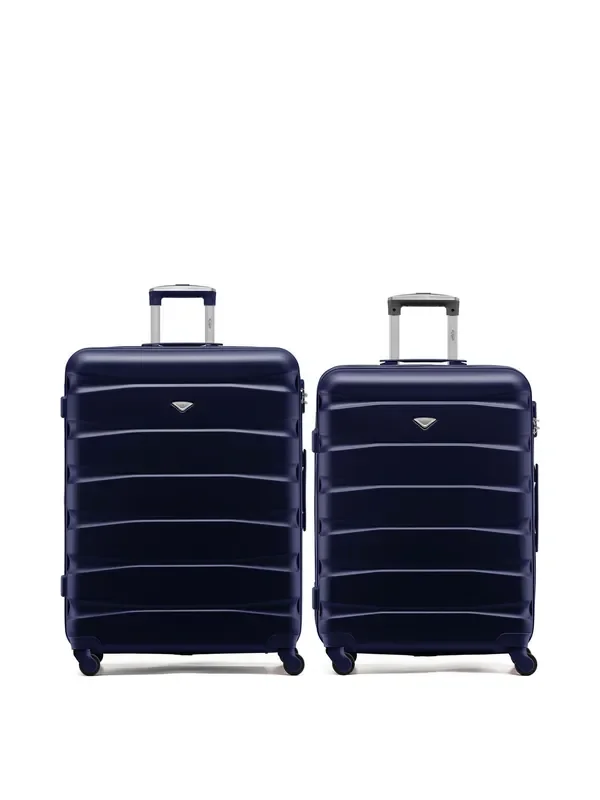 Flight Knight Medium & Large Blue Check-In Hold Luggage Hardcase Travel Suitcases Set Of 2