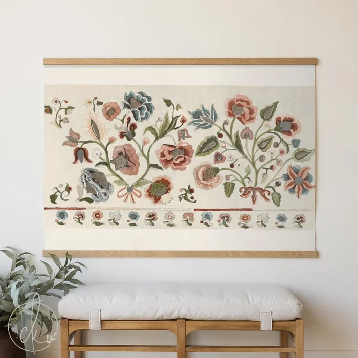 Floral Wall Hanging Canvas Tapestry | Oversized Vintage Botanical Art | T50