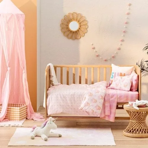 Flower Pop Pink Cot Quilt Cover Set