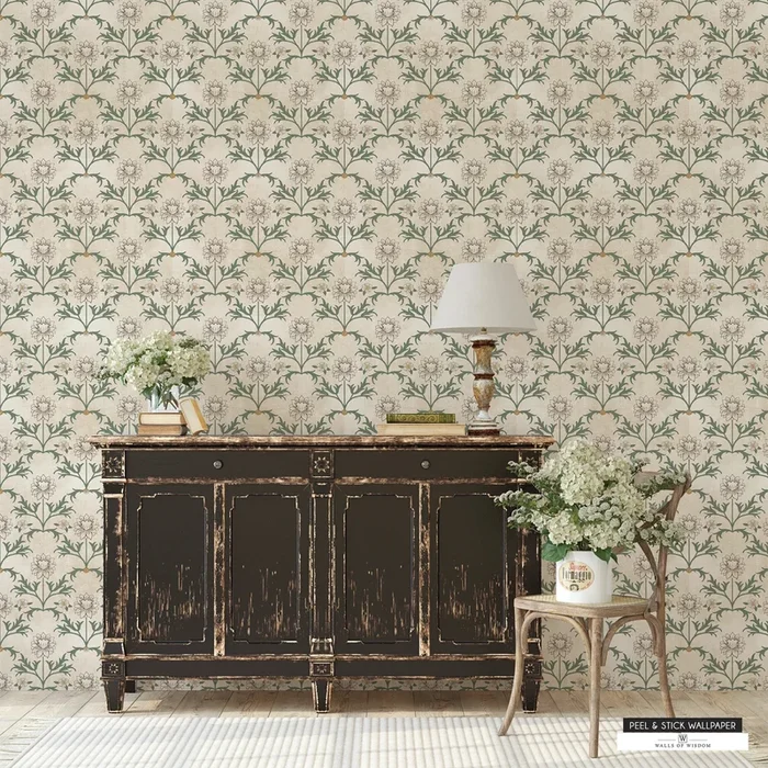 Fresh Floral Fields Peel and Stick Wallpaper – Cottage Farmhouse Floral Design
