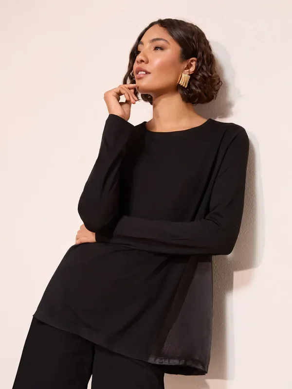 Friends Like These Black Satin Insert Tunic