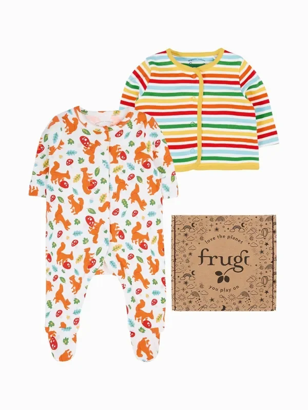 Frugi Blue Scrumptious Babygrow Gift Set