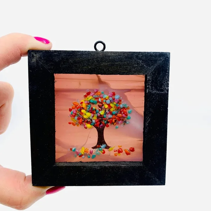 Fused Glass Tree of Life Shadow Box 17