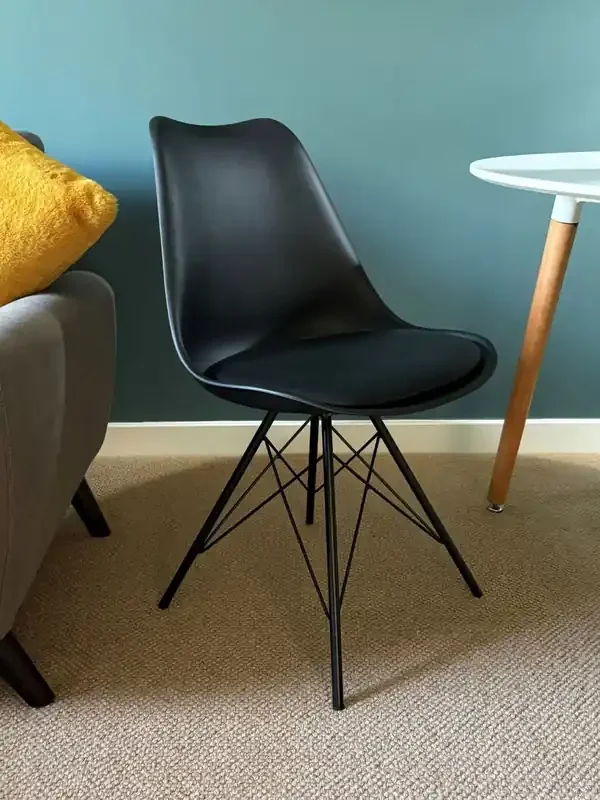 Fusion Living Black Soho Plastic Dining Chair Black Leg Set of 2