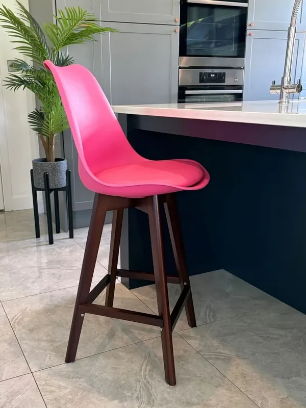 Fusion Living Bright Pink Soho Plastic Bar Stool Set of 2