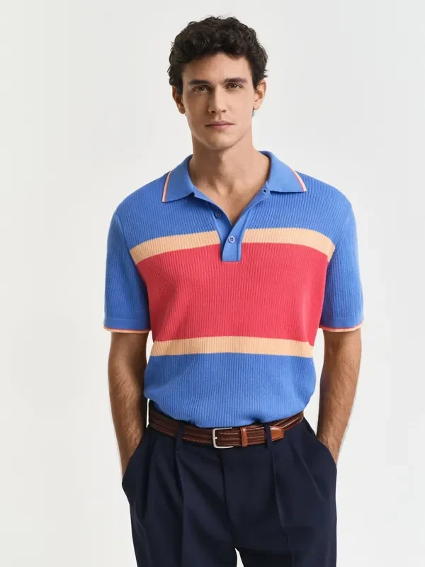 GANT Blue Colour Blocked Polo Shirt