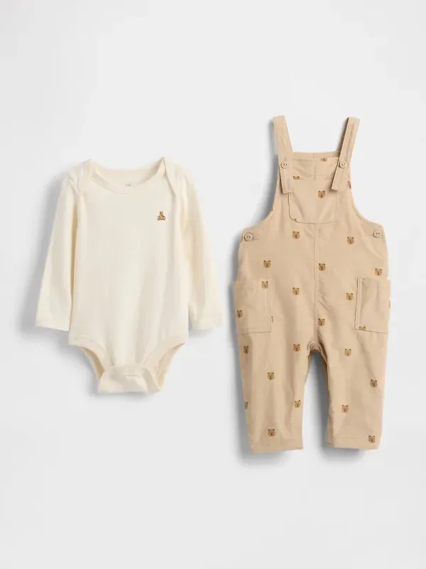 Gap Beige Corduroy Overall Outfit Set (0-24mths)