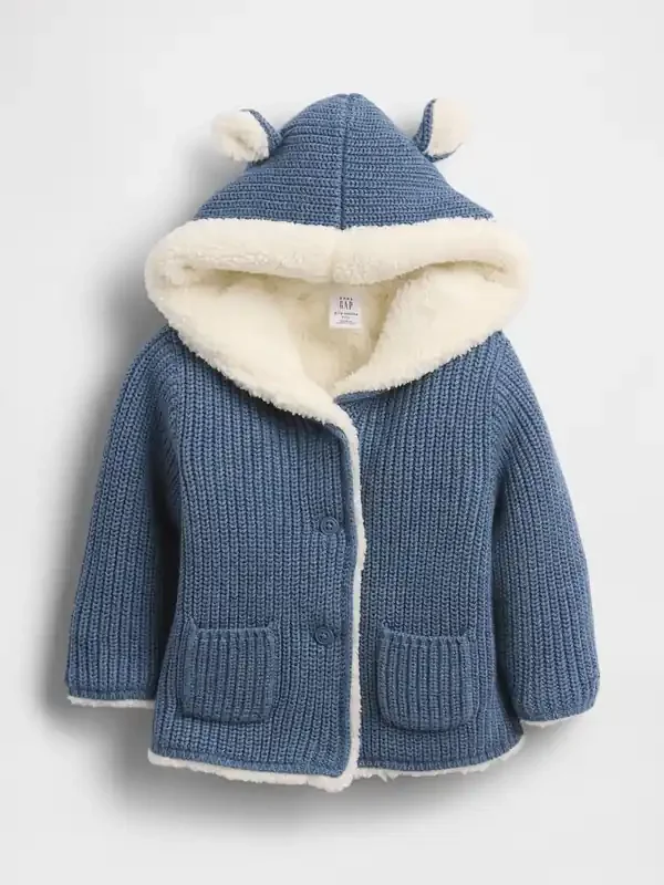 Gap Blue Sherpa Lined Cardigan (0-24mths)