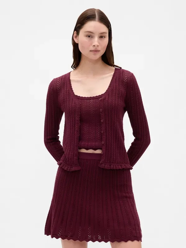 Gap Burgundy Red Pointelle Cardigan