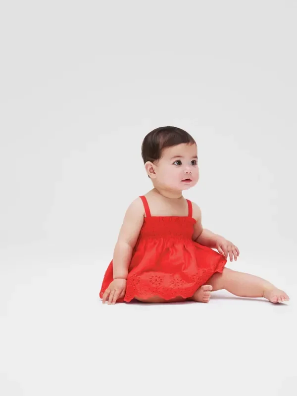 Gap Red Smocked Ruffle Baby Midi Dress Set (Newborn-24mths)