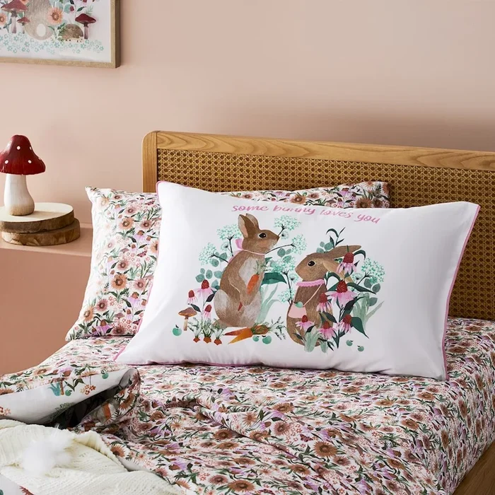 Garden Bunny Girl Kids Pillowcase
