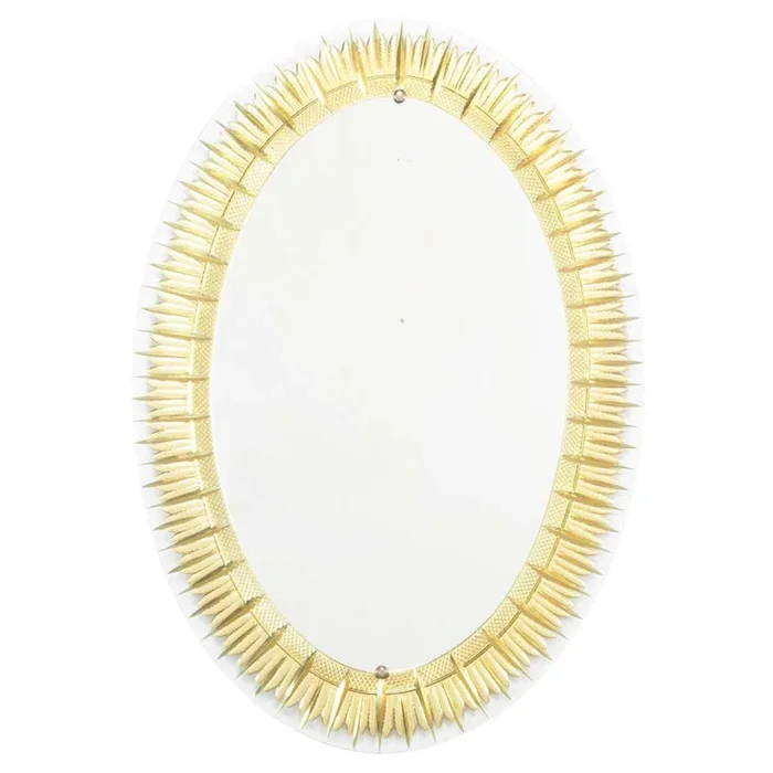 Gilt and Etched Mirror by Crystal Art, Circa 1950