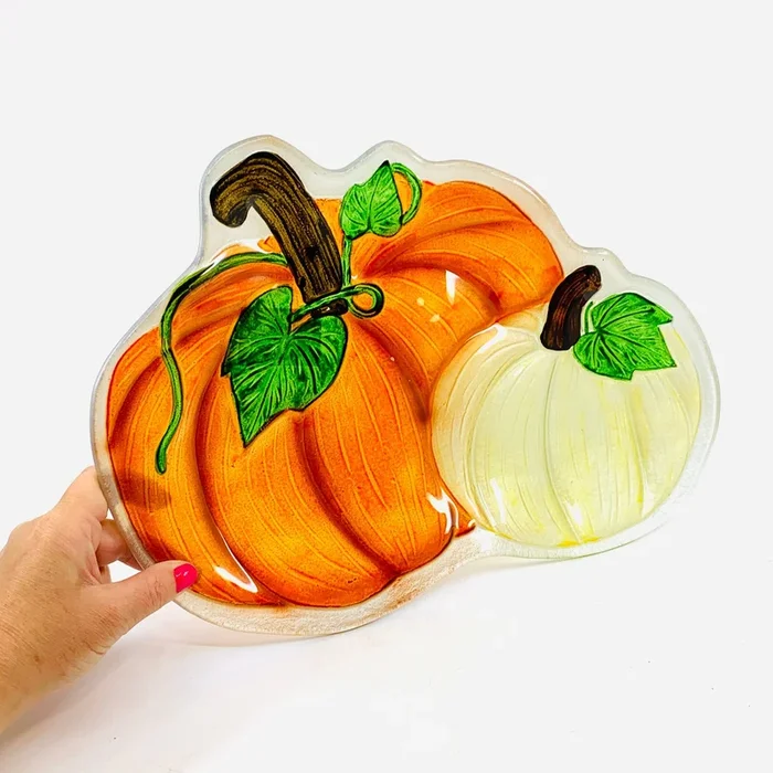 Glass Fusion Platter, Pumpkin Duo 49