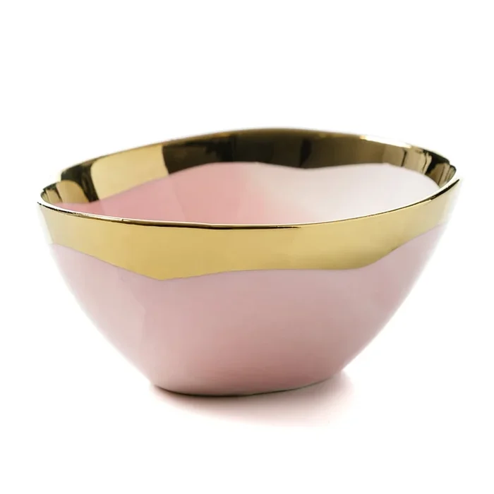 Gold Rim Bowl Pink & Gold
