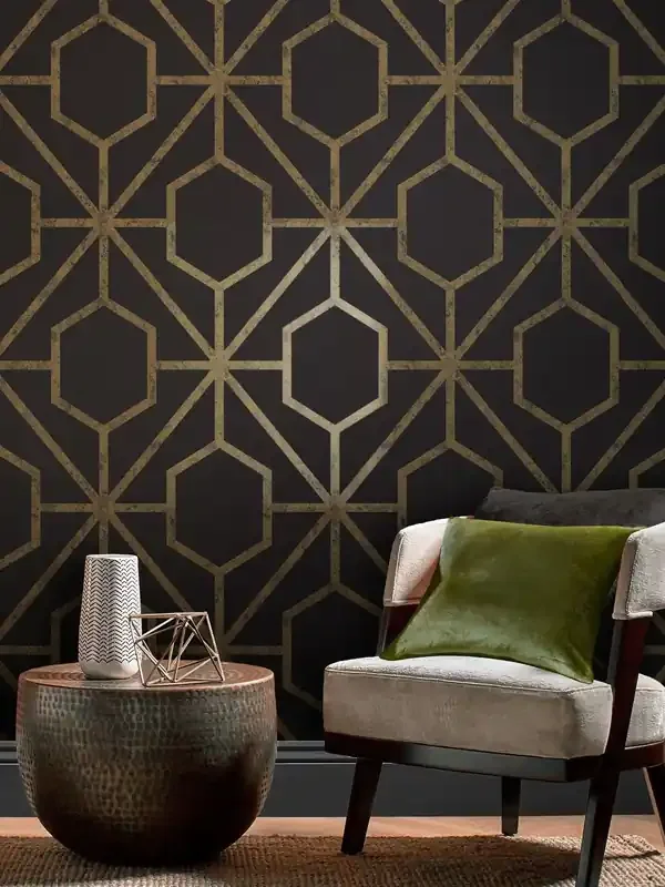 Graham & Brown Black Gold Rinku 10M Wallpaper