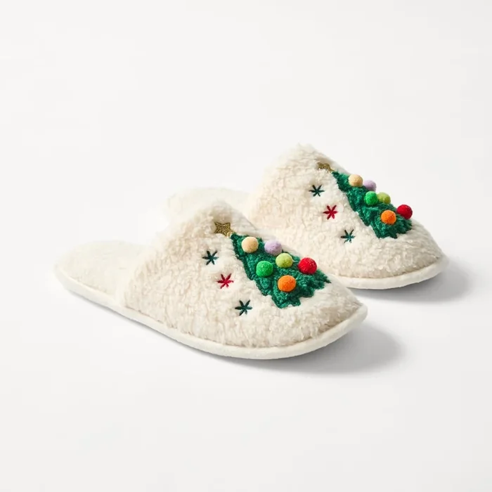 Green Christmas Tree Novelty Slippers