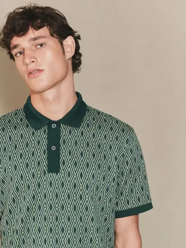 Green EDIT Geo Pattern Polo Shirt