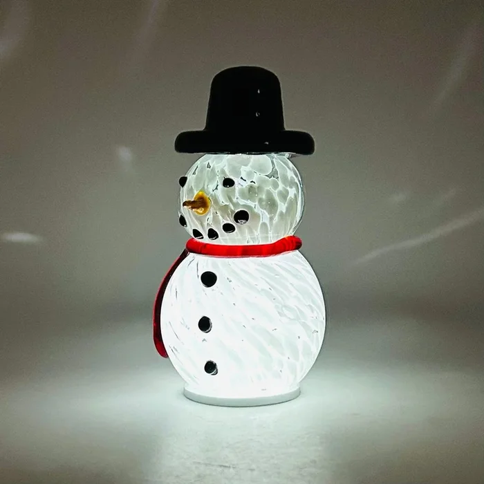 Grinning 5” Lite-Up Blown Glass Snowman