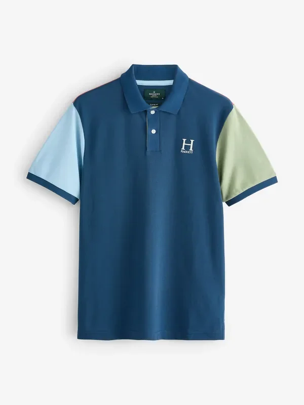 Hackett Classic Fit Blue Short Sleeve Multi Polo Shirt