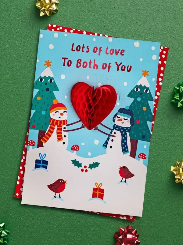 Hallmark Blue To Both of You Honeycomb Heart Christmas Card