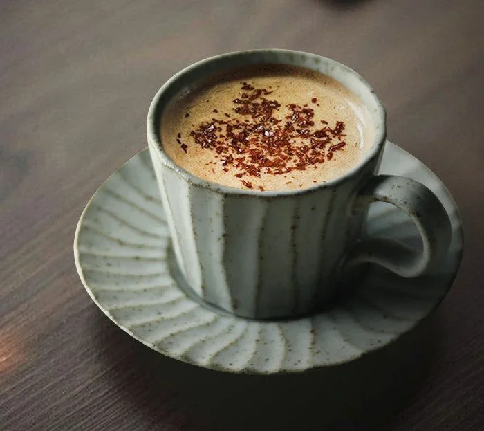 Handmade Pottery Coffee Cup, Creative Ceramic Coffee Cup with Saucer, Unique Tea Cup and Saucer, Modern Tea Cup Set for Afternoon Tea