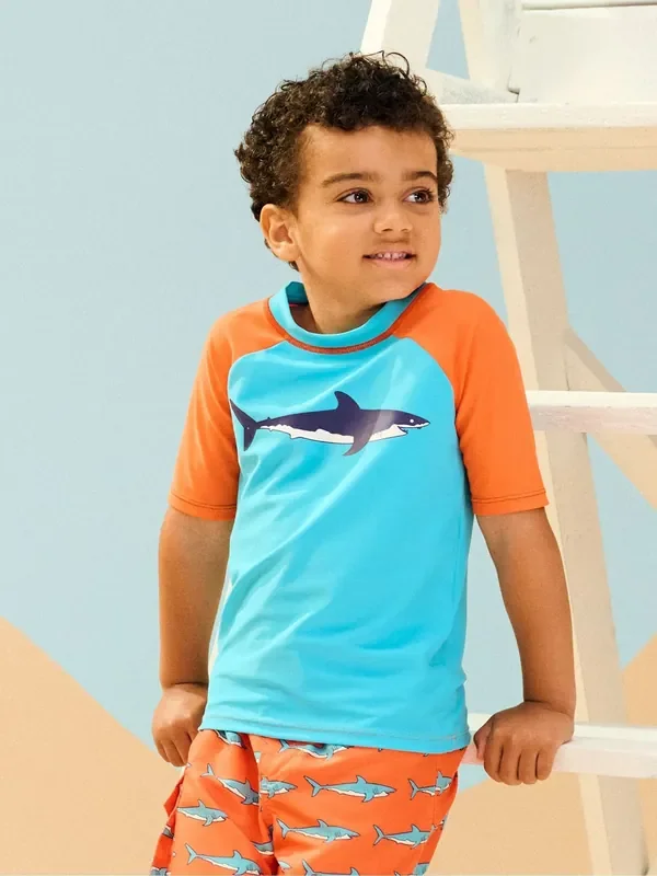Hatley Blue Shark Short Sleeve Rash Vest