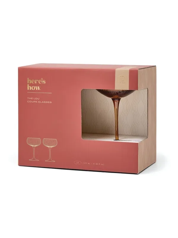 Here‘‘s How Set of 2 Amber The Lou Coupe Glasses