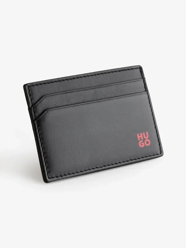 HUGO Black Leather Card Holder