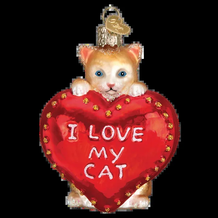 I Love My Cat Heart Ornament – Old World Christmas