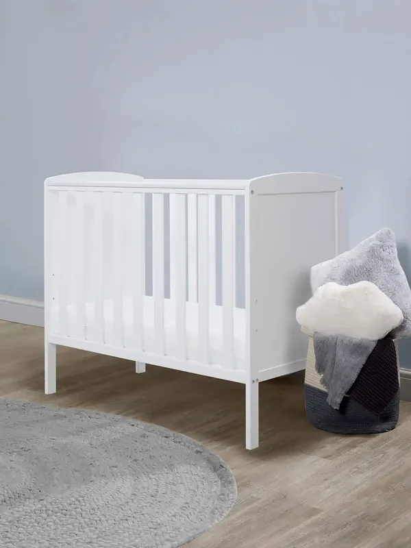 Ickle Bubba White Coleby Space Saver Cot and Premium Sprung Mattress