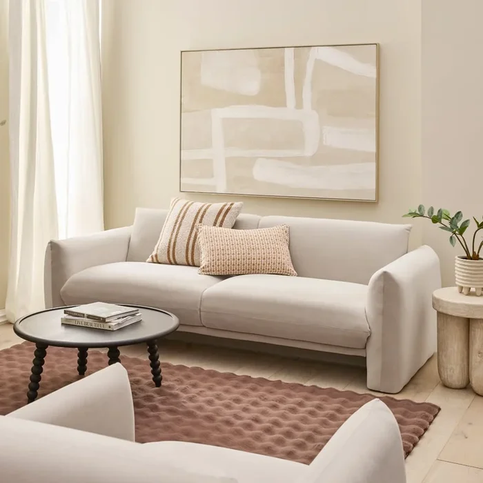 Ingrid Beige Velvet 3 Seater Sofa
