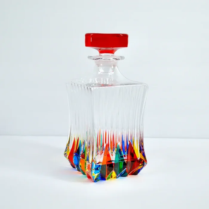 Italian Crystal Demi-Swatch Square Decanter, Made in Italy