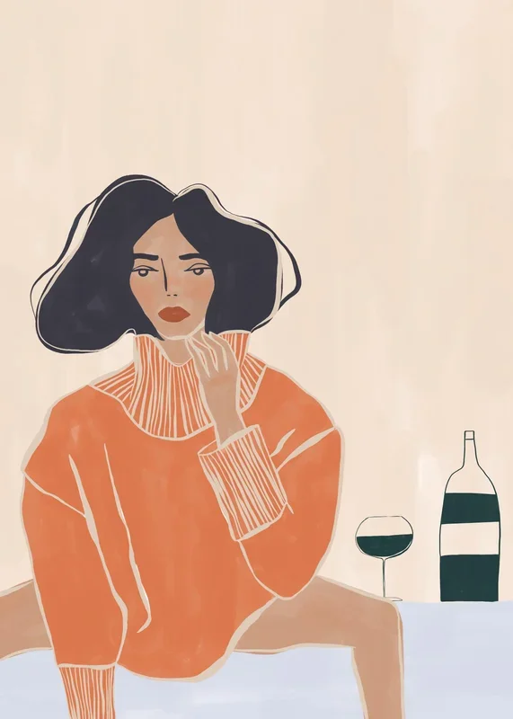 Ivy Green – Woman with Wine Print