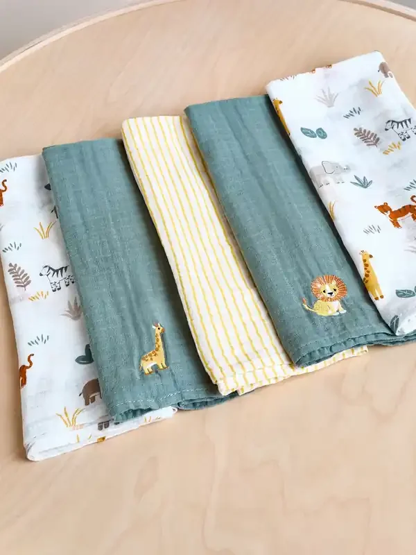 JoJo Maman Bébé Safari 5-Pack Muslins