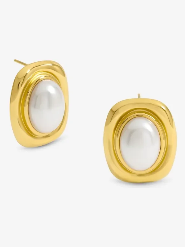 Jon Richard Gold Tone Pearl Polished Earrings