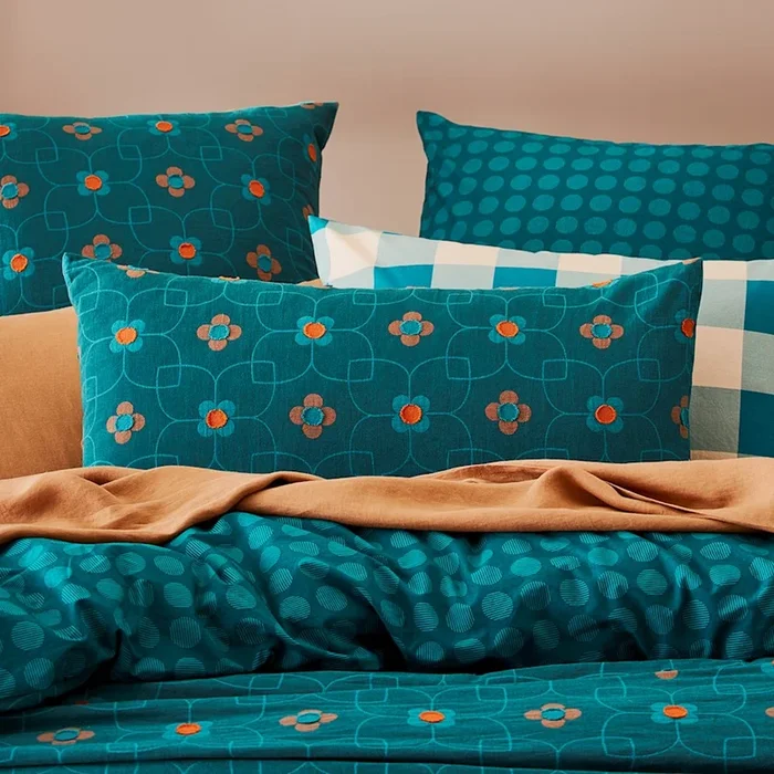 Joy Teal Jacquard Pillowcase