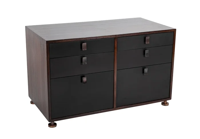 Jules Wabbes Chest of Wenge & Lacquered Wood with Bronze Fittings