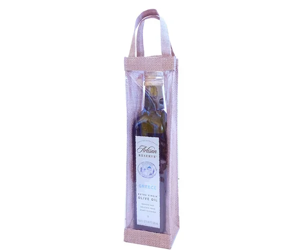 Jute Olive Oil Bottle Bag – Clear