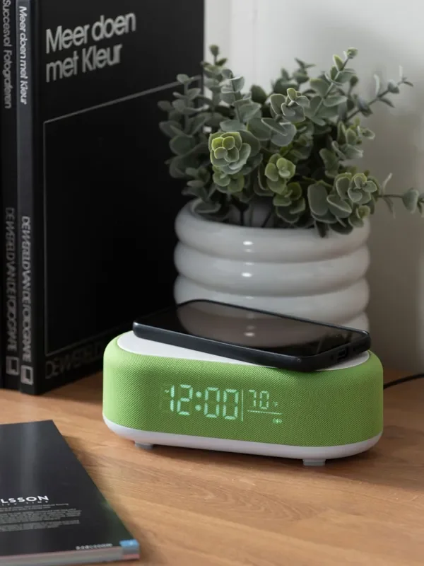 Karlsson Bright Green Vogue Alarm Clock with Phone Charger